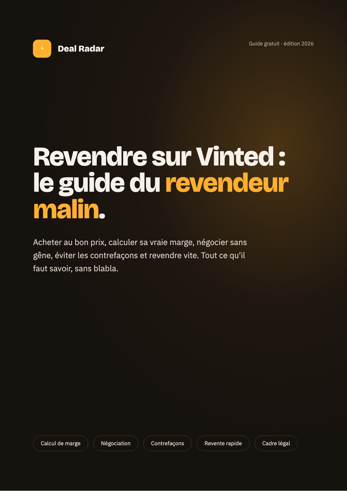Couverture du guide gratuit « Revendre sur Vinted : le guide du revendeur malin »